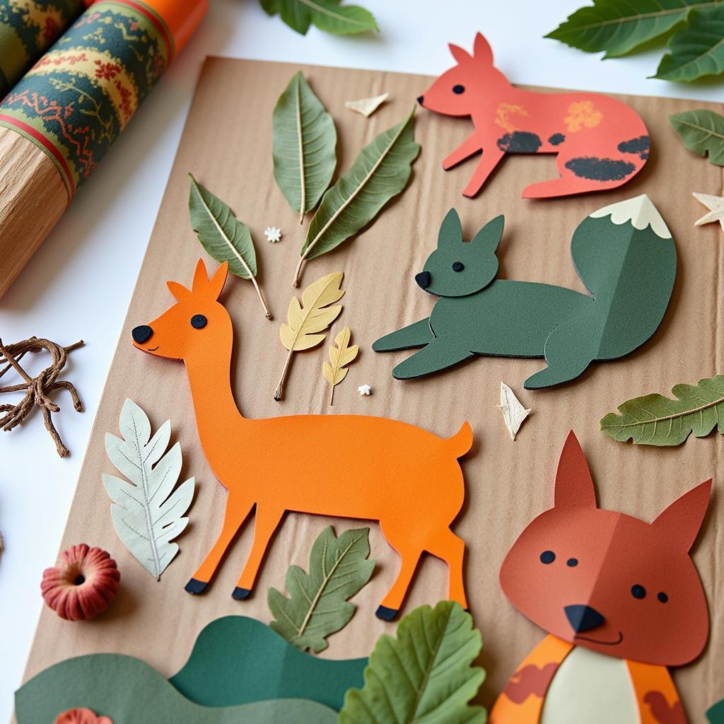 Forest Animal Collage with Natural Materials