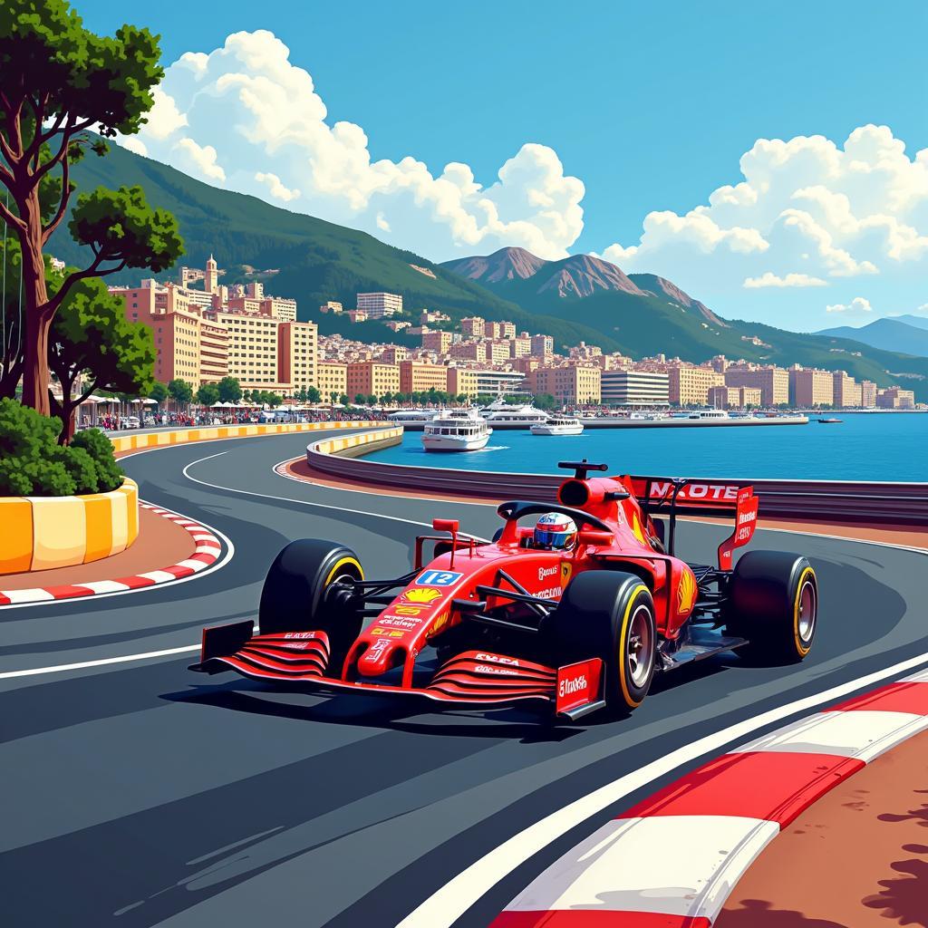 Formula 1 Track Art Depicting the Monaco Grand Prix