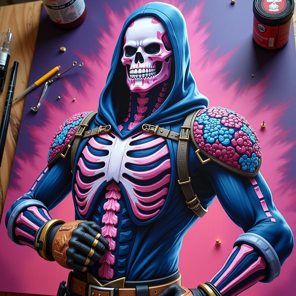 Finished Fortnite Skull Trooper Diamond Art