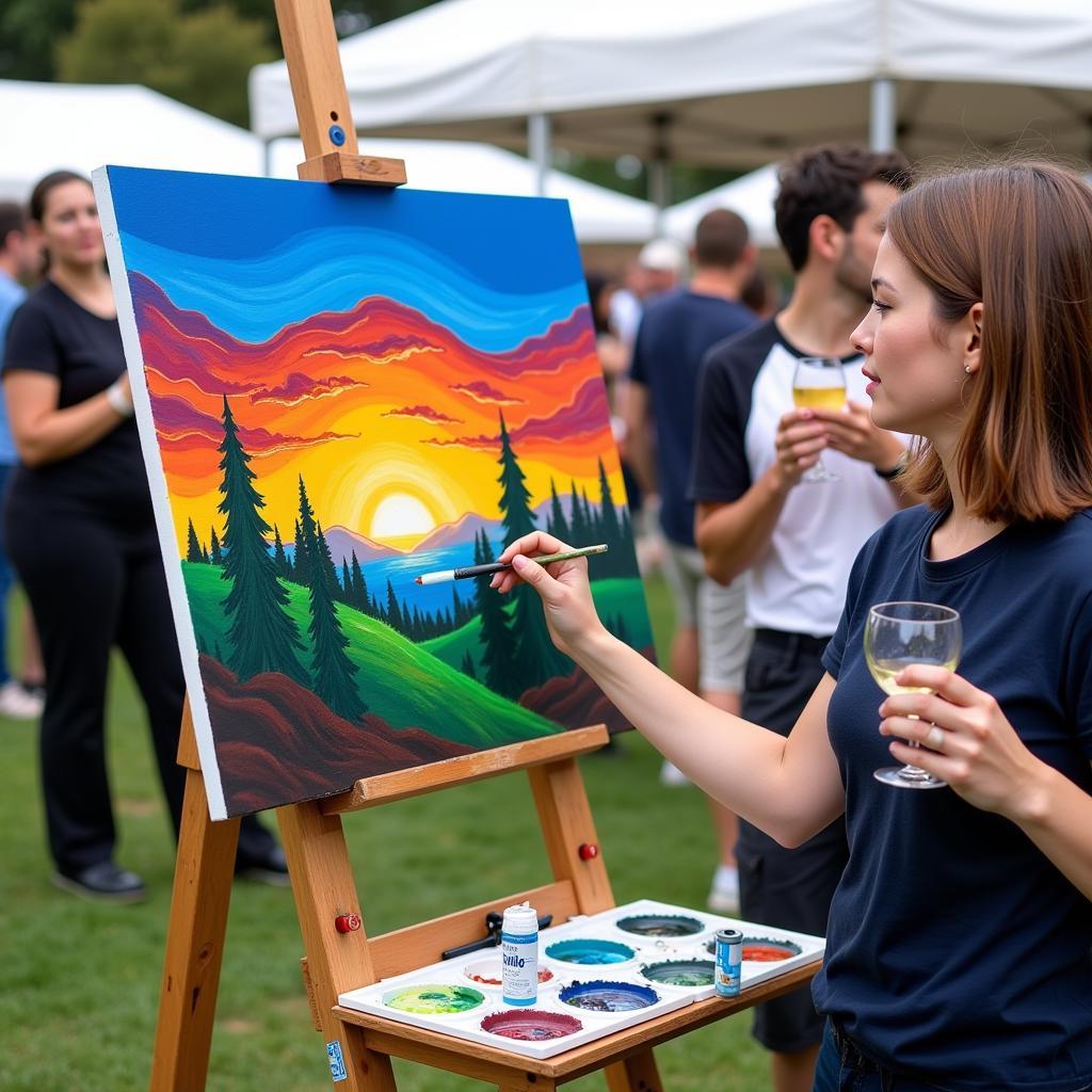 Artist painting at the Foster City Art and Wine Festival