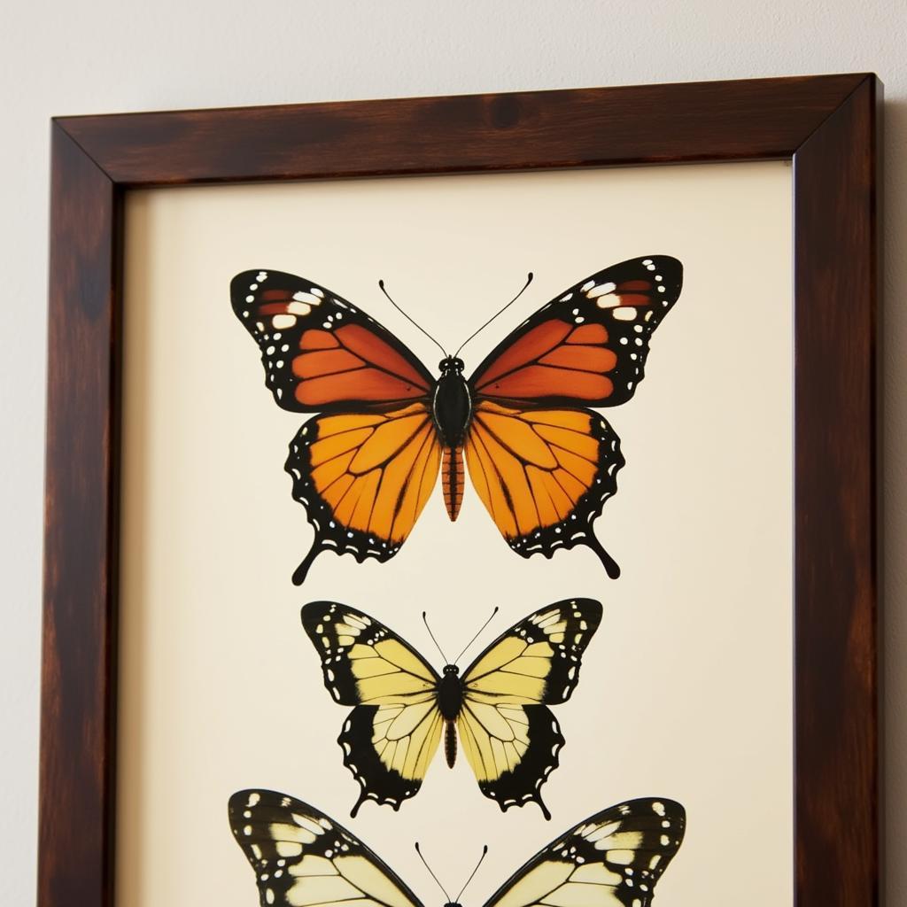 Framed Butterfly Art in Vintage Style