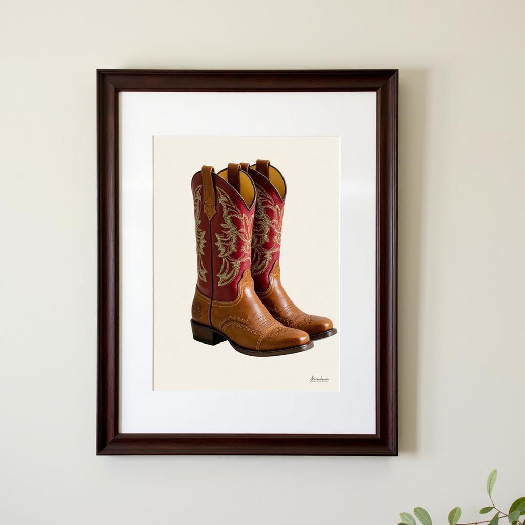 Framed Cowboy Boot Art Print