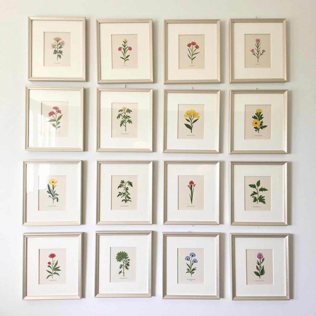 Framed Miniature Botanical Prints Display