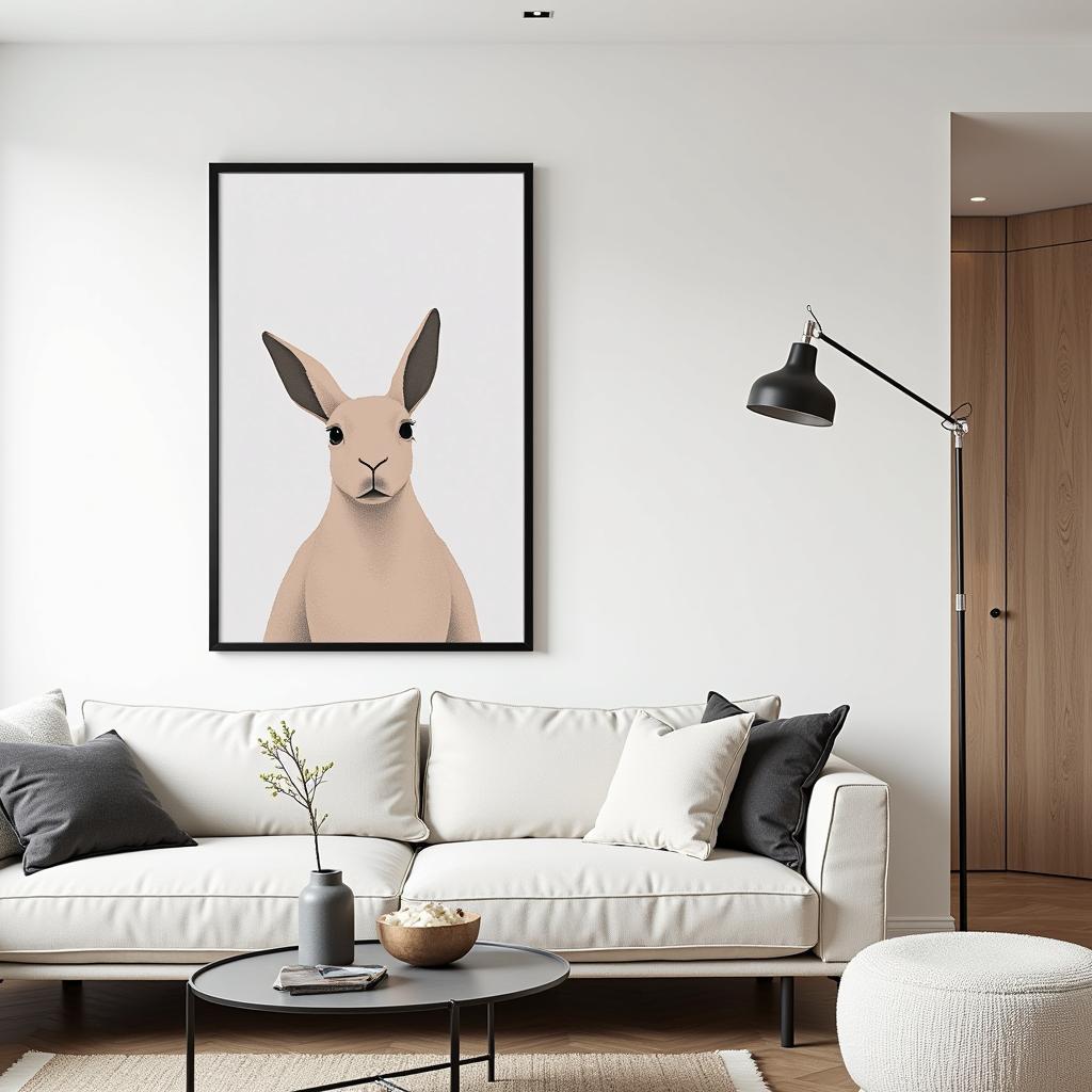 Modern Minimalist Framed Rabbit Art