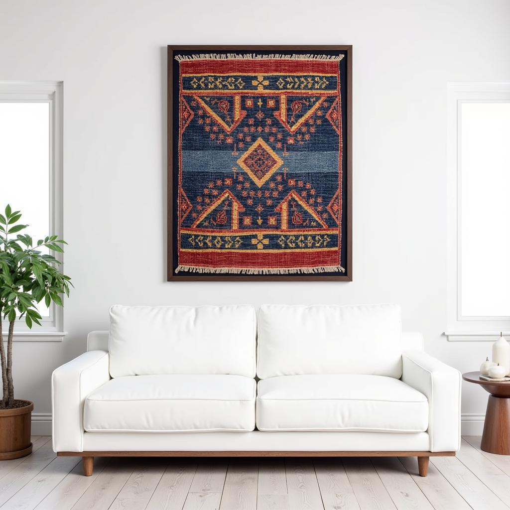 Framed Rug Art in a Modern Living Room