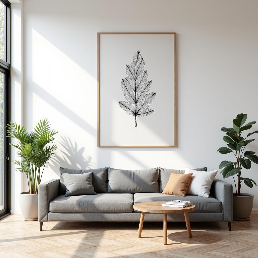 Framed Sketch Art in a Modern Living Room