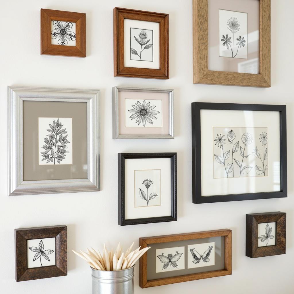 Framed Tile Art displayed on a gallery wall with various frame styles