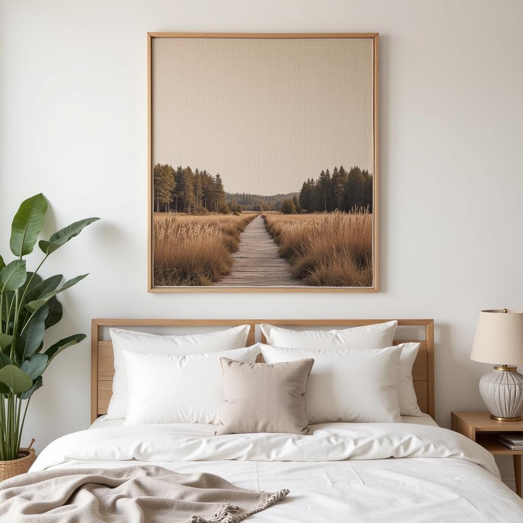 Framed Woven Tapestry in a Bedroom