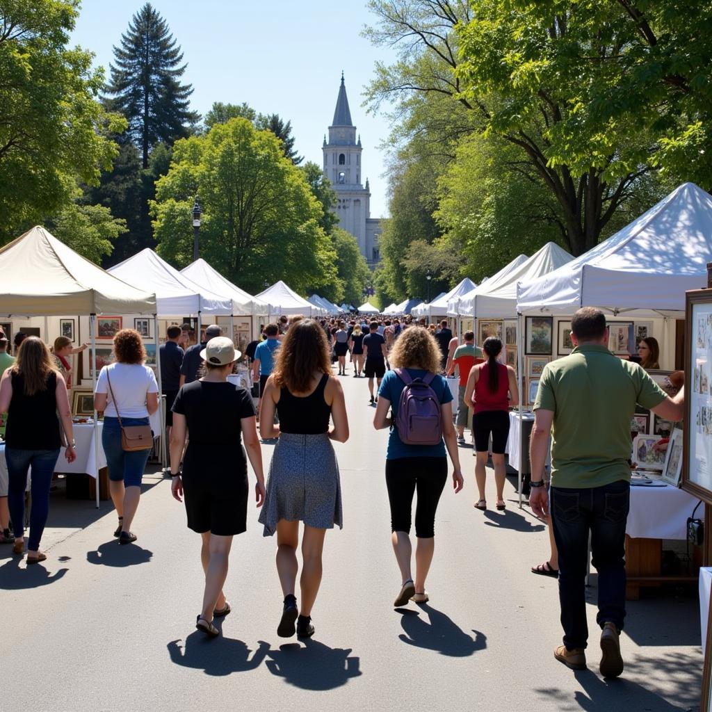 Visitors Exploring Art at the Francis Park Art Fair