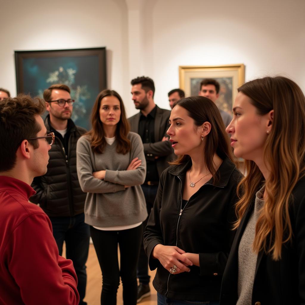 Franco Spanking Art Controversy: An image depicting a diverse group of people engaged in a heated discussion about the ethical and artistic implications of spanking art, with some expressing concern and others defending it as a form of expression.