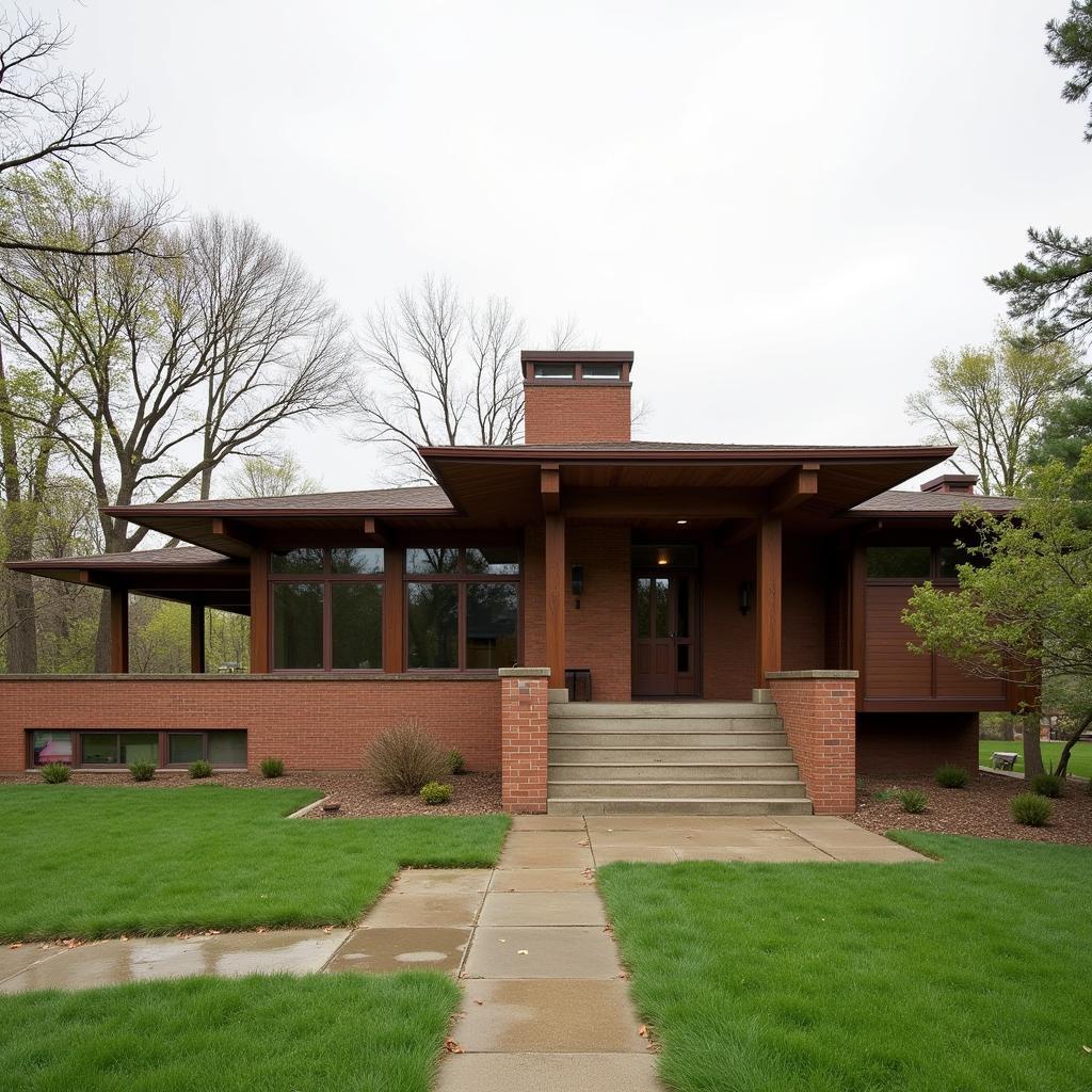 Frank Lloyd Wright Prairie Style Home Emphasizing Horizontal Lines