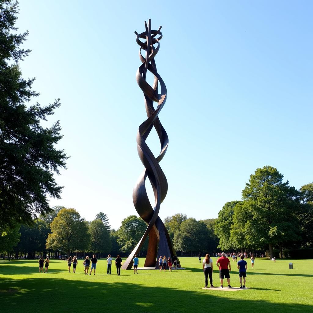 Freestanding Abstract Metal Sculpture in a Park