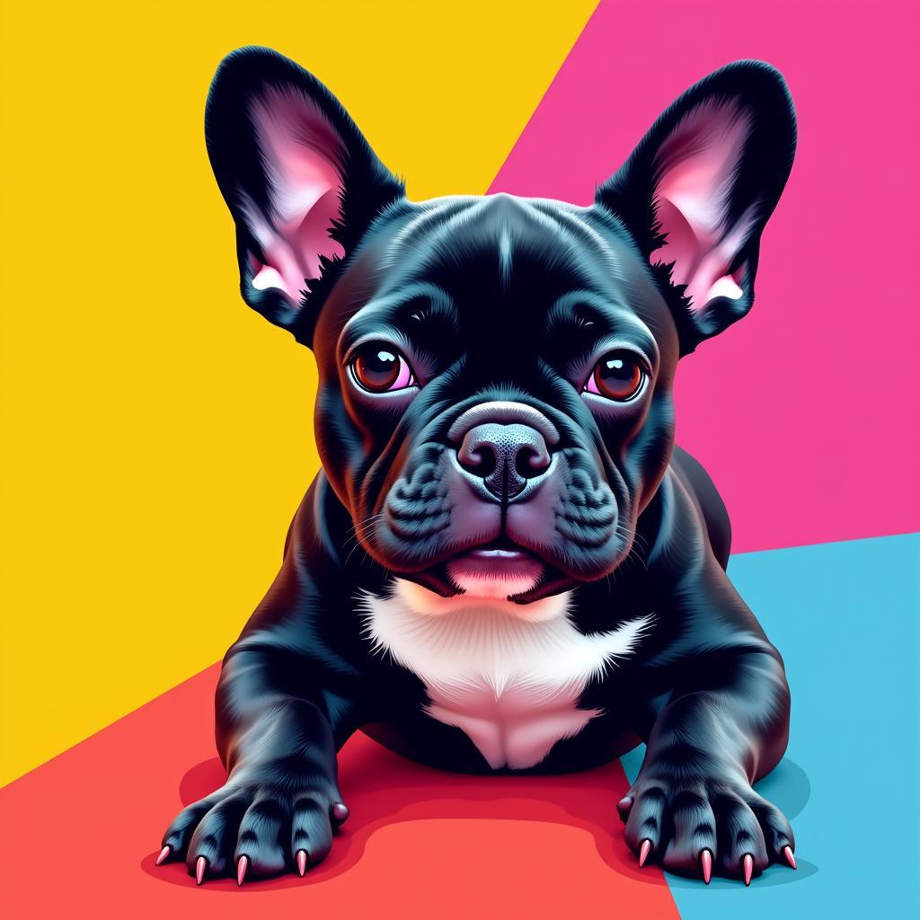 French Bulldog Pop Art on Colorful Background