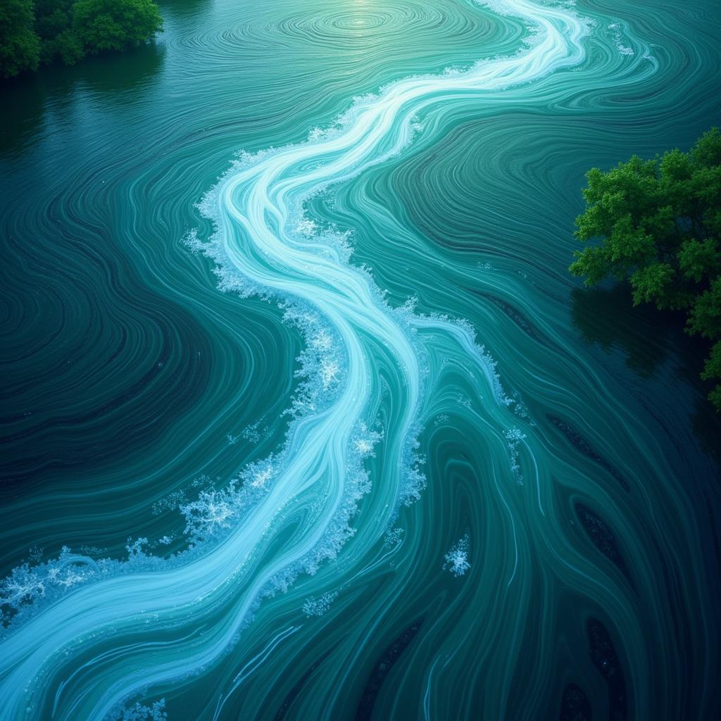 Freshwater Digital Art: Abstract Representation of River Flow