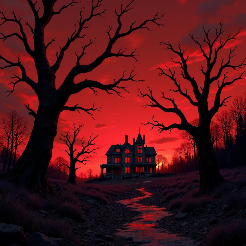 Fright Night Art Depicting a Haunted Landscape