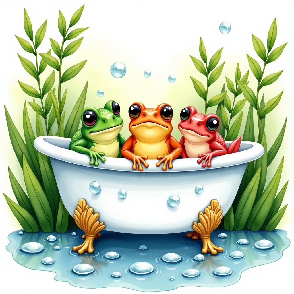 Frogs in Tub Wall Art