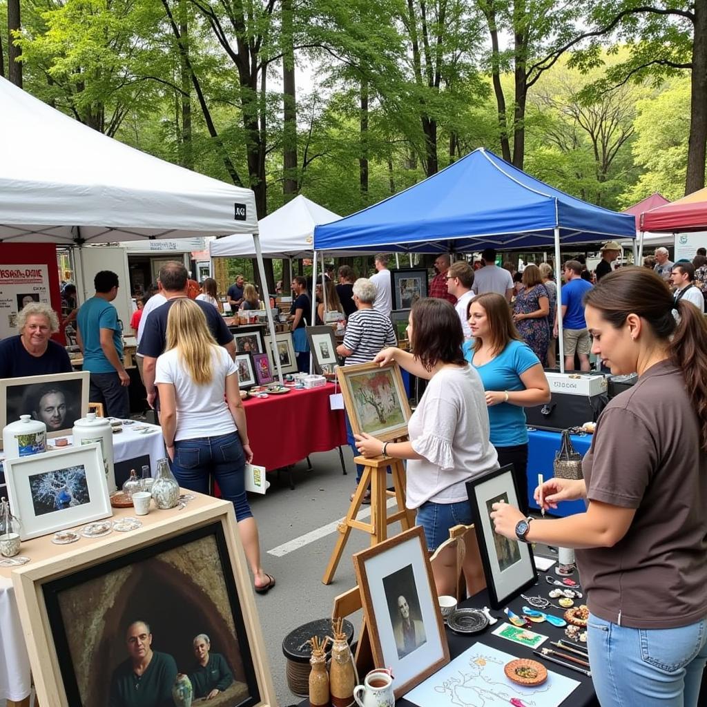 Local artists showcasing and selling their artwork at the Gainesville Art Festival.