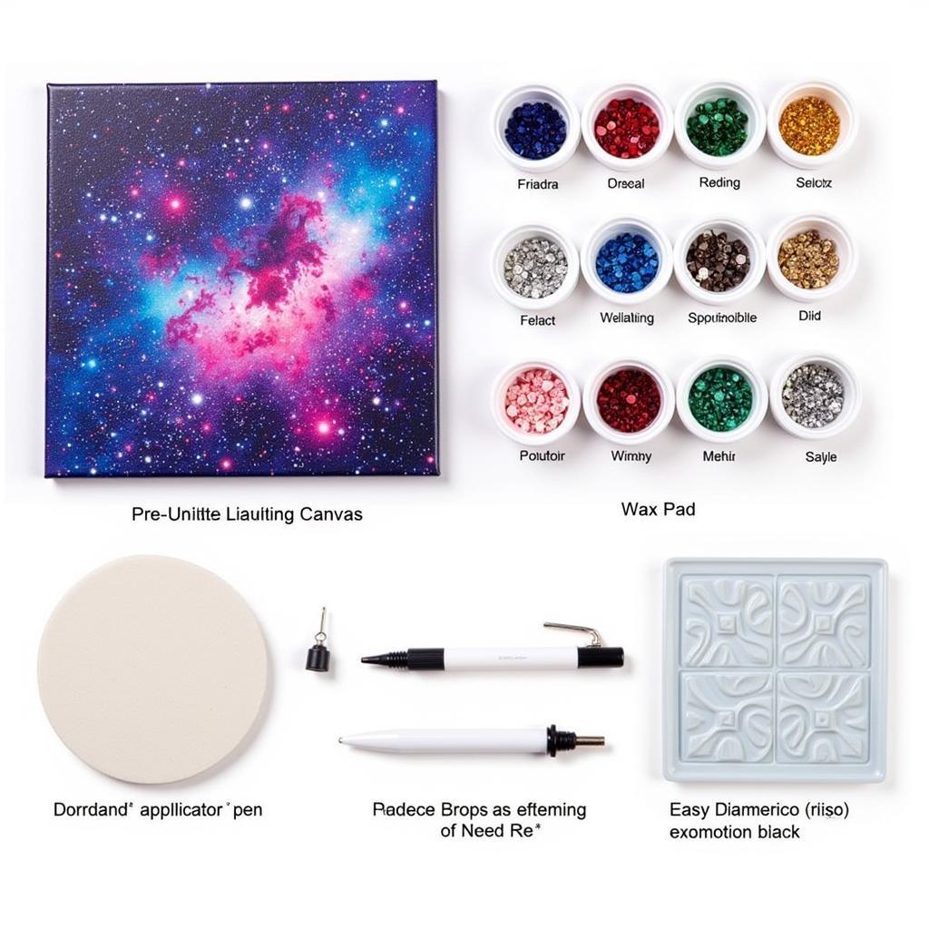 Galaxy Diamond Art Kit Essentials: Canvas, Diamonds, Tools