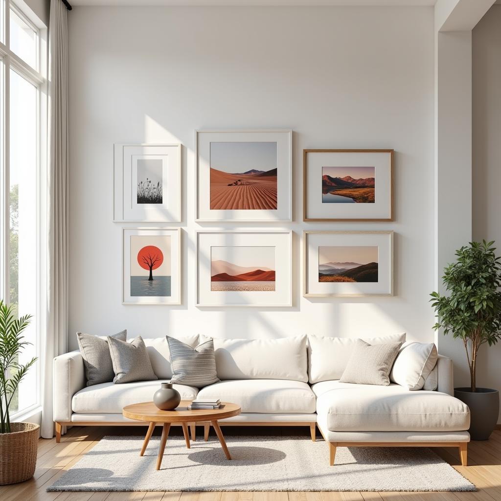 Modern Living Room Decorated with Gallery Art Prints