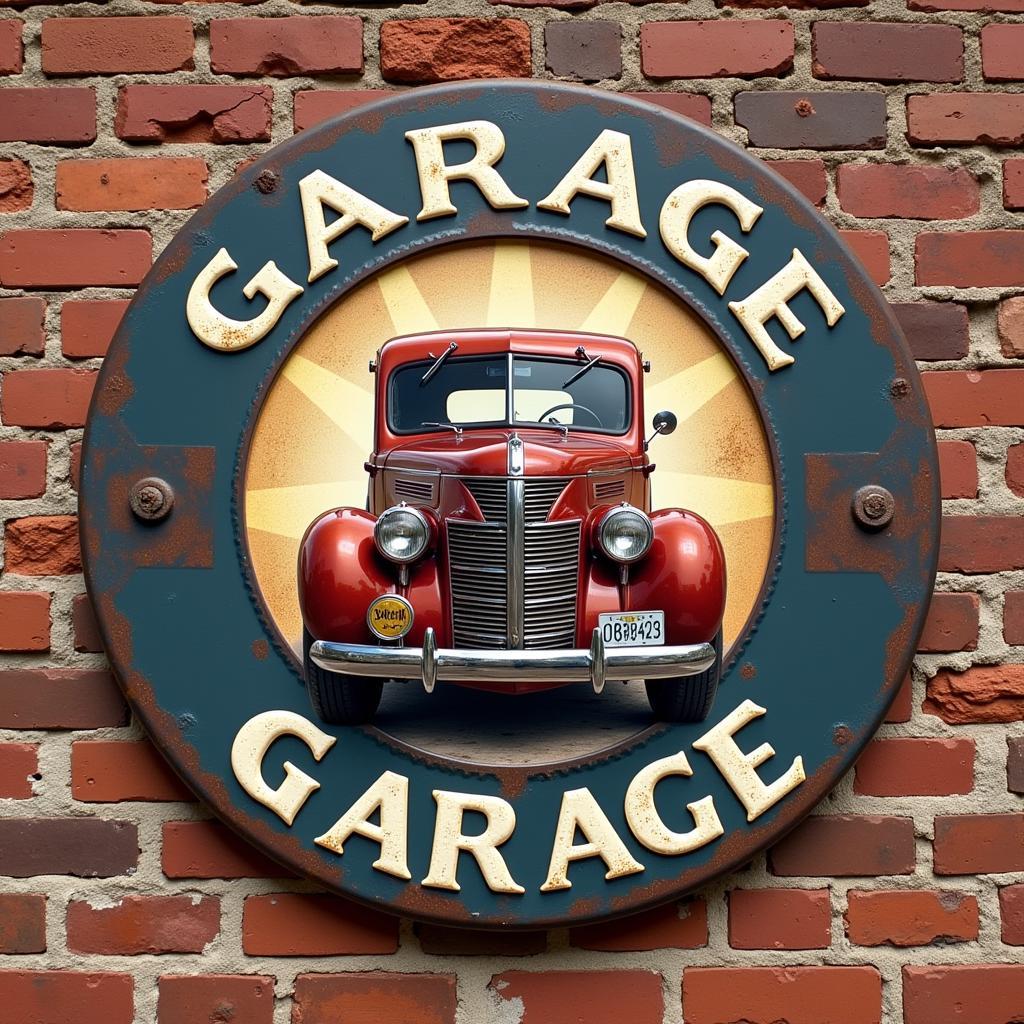 Vintage Metal Car Logo Garage Art Sign