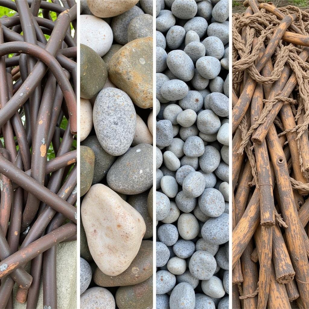 A comparison of different garden art materials, highlighting their durability and aesthetic qualities.