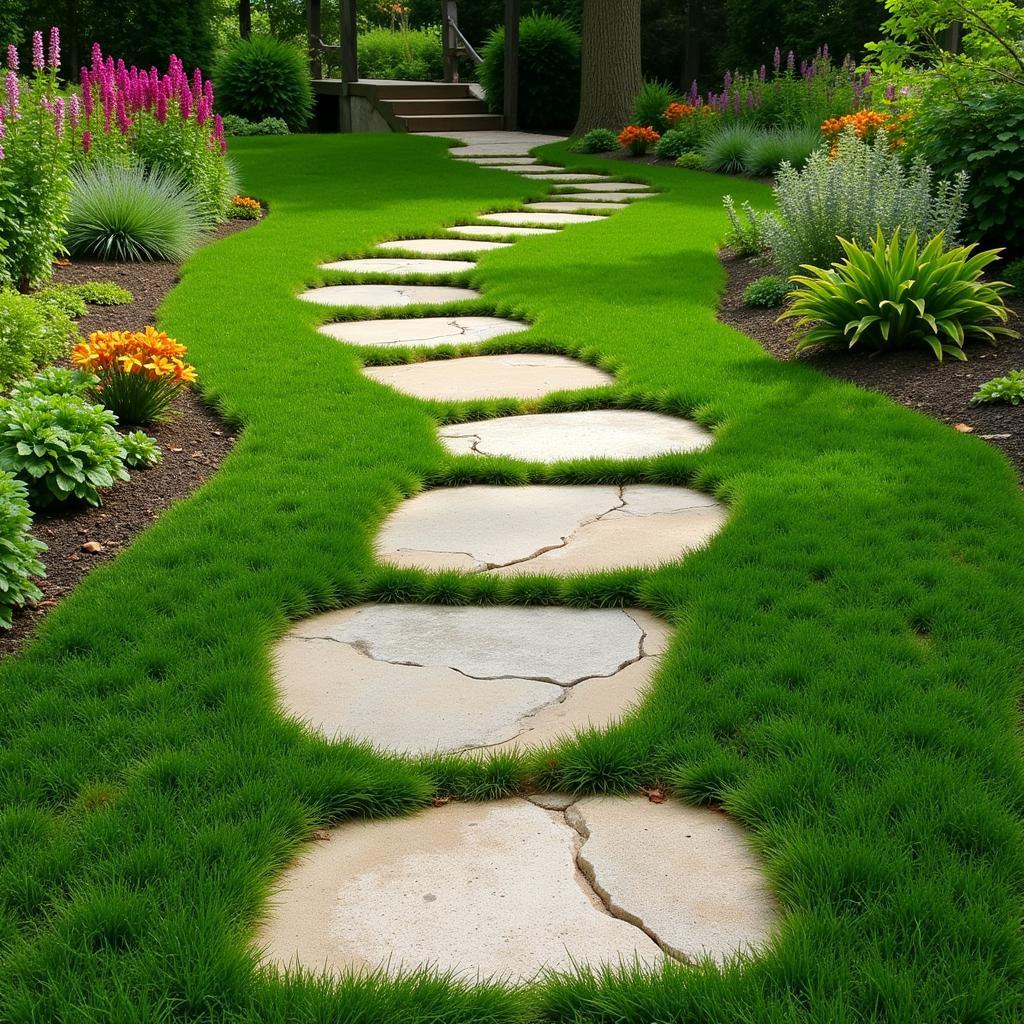 Garden Art Stone Pathway with Stepping Stones