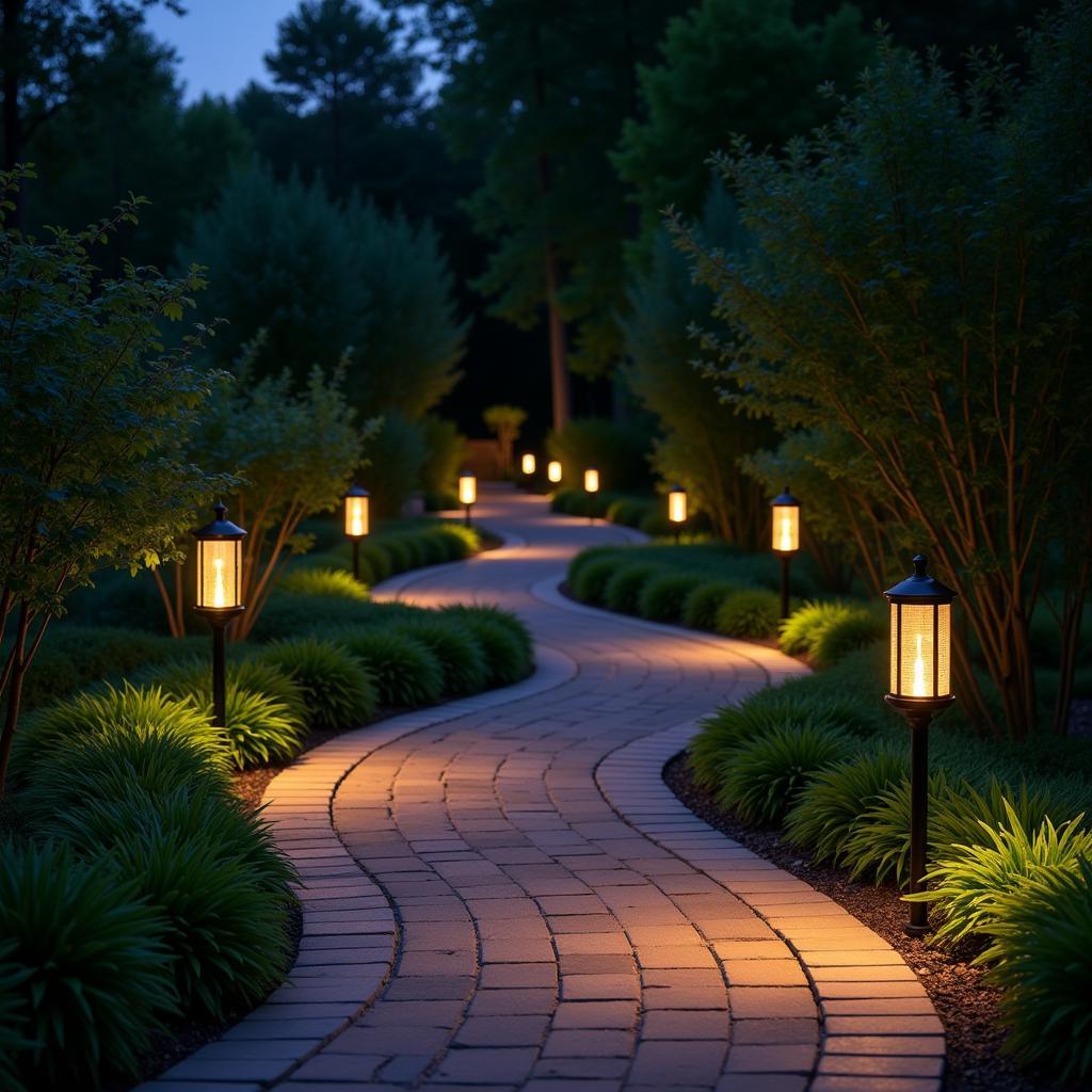 Garden Path Lighting in Arts and Crafts Style