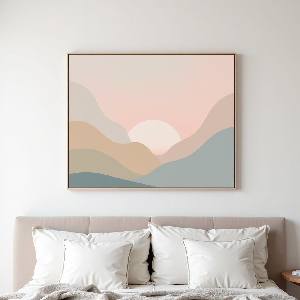 Calming Geometric Abstract Wall Art in a Bedroom