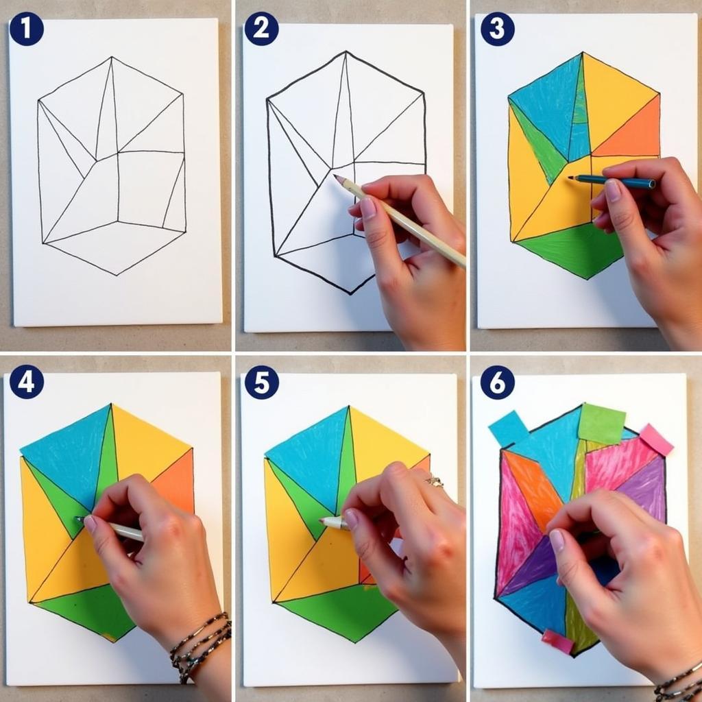 Geometric Art Canvas Creation Process