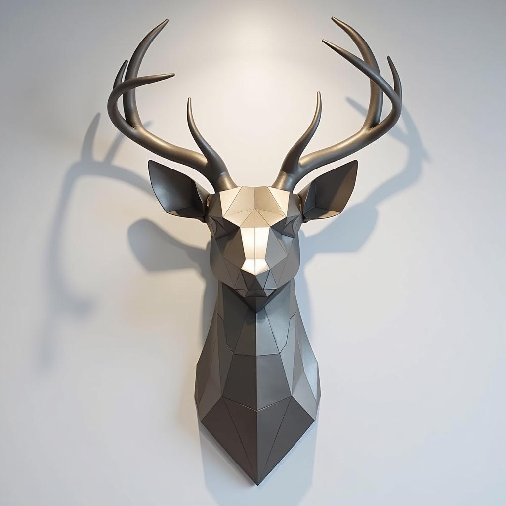 Geometric Deer Head Metal Wall Art