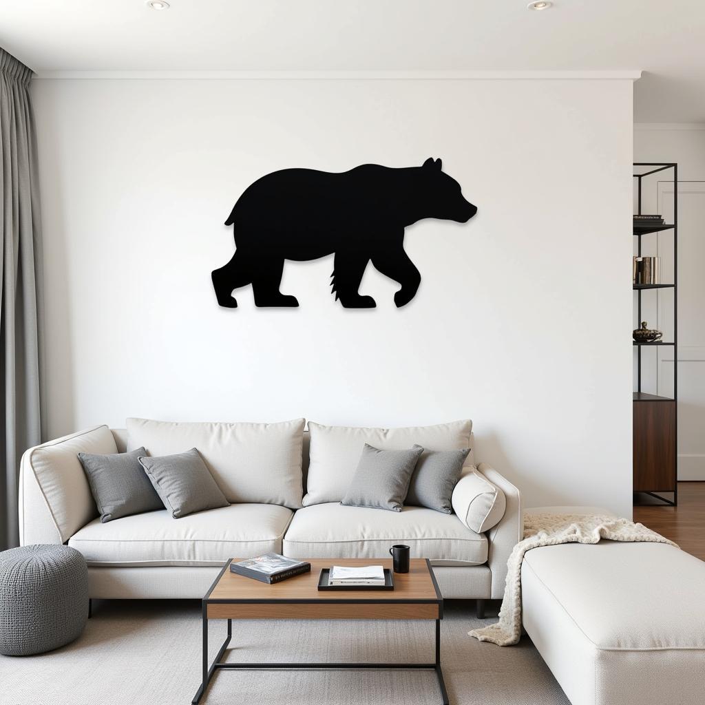 Geometric Metal Bear Wall Art in Modern Living Room