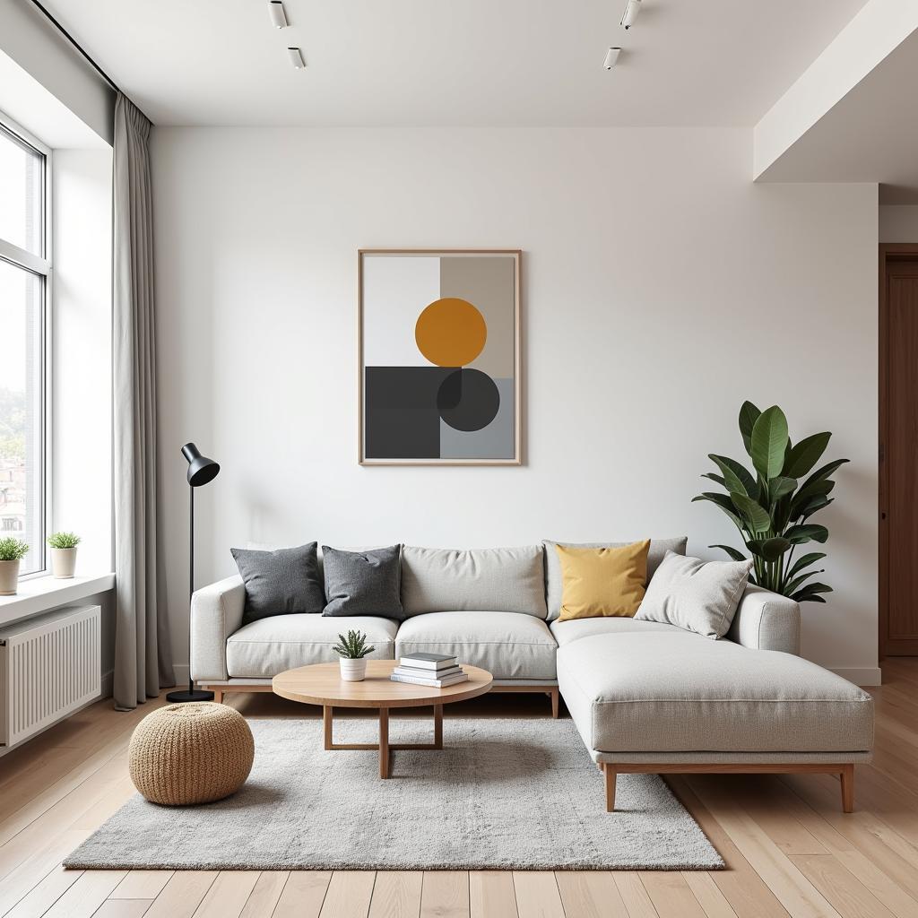 Modern Geometric Vinyl Wall Art Stick and Peel Decal Transforming a Living Room