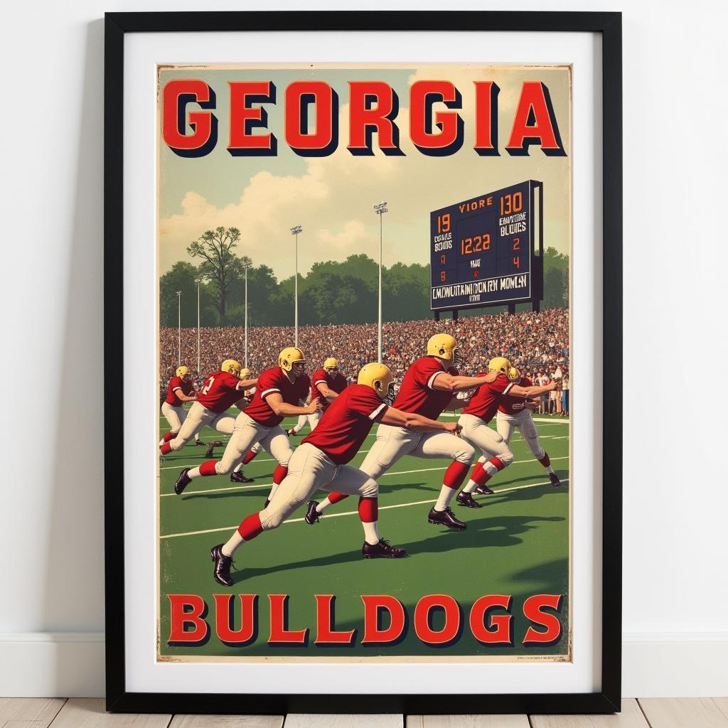 Vintage Georgia Bulldogs Poster Depicting a Historic Game Scene