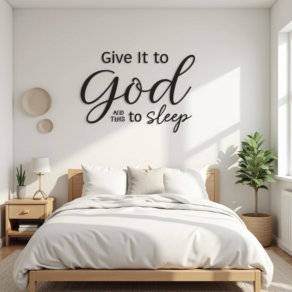 Give It to God and Go to Sleep Wall Art in a Serene Bedroom Setting