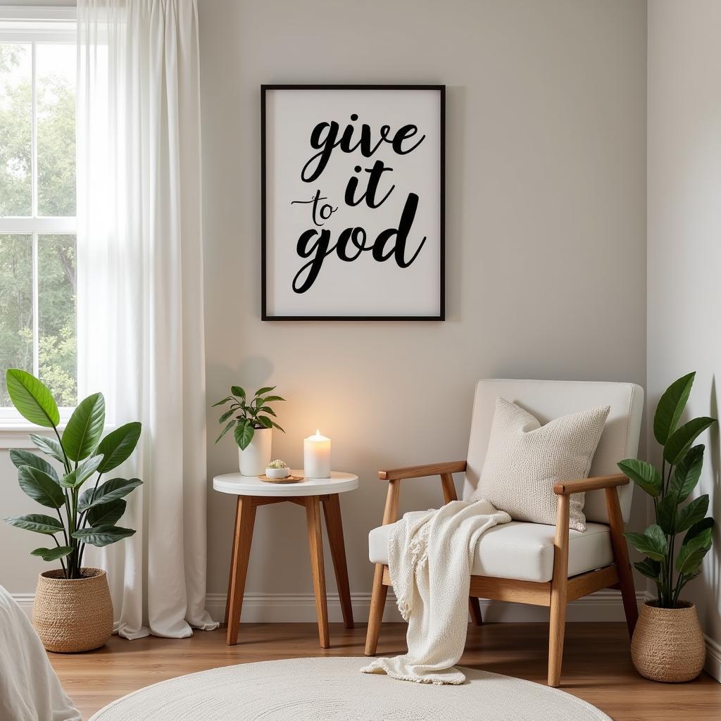 Give It to God Wall Art in a Meditation Corner