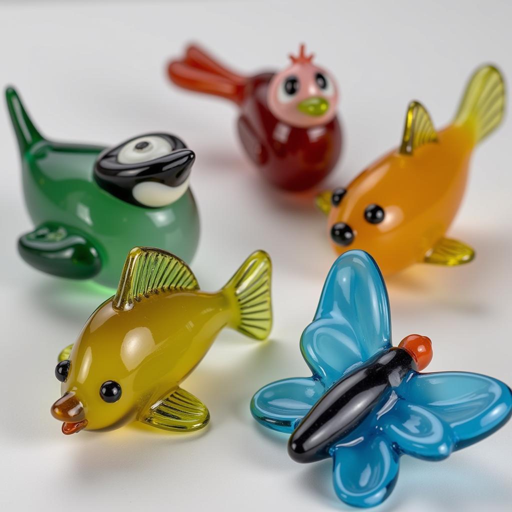 Glass animal figurines created using the lampworking technique