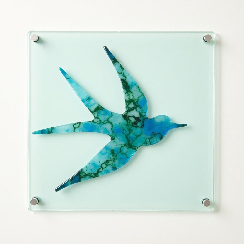 Abstract Swallow Glass Bird Wall Art