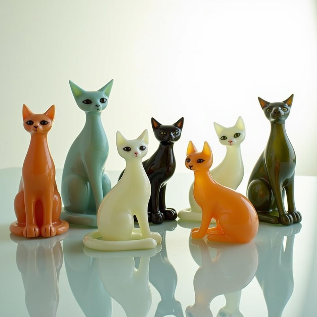 Glass Cat Sculpture: A Colorful Feline Art Piece in Fused Glass