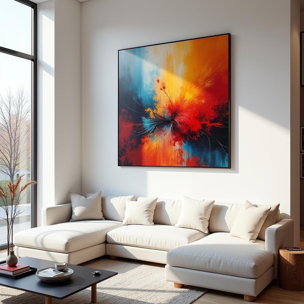 Glass Picture Art in a Modern Living Room: An example of how to incorporate glass picture art into interior design.