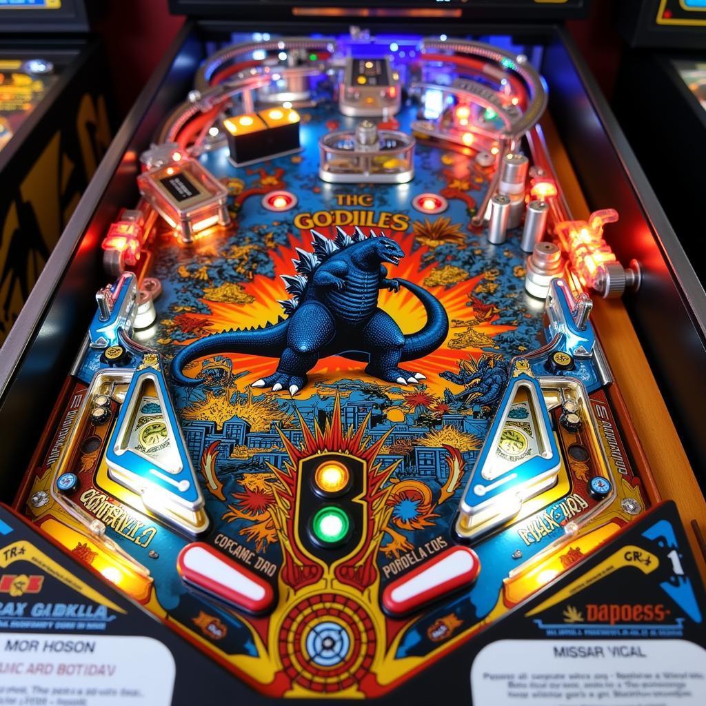 Custom Godzilla Pinball Blades on a Machine