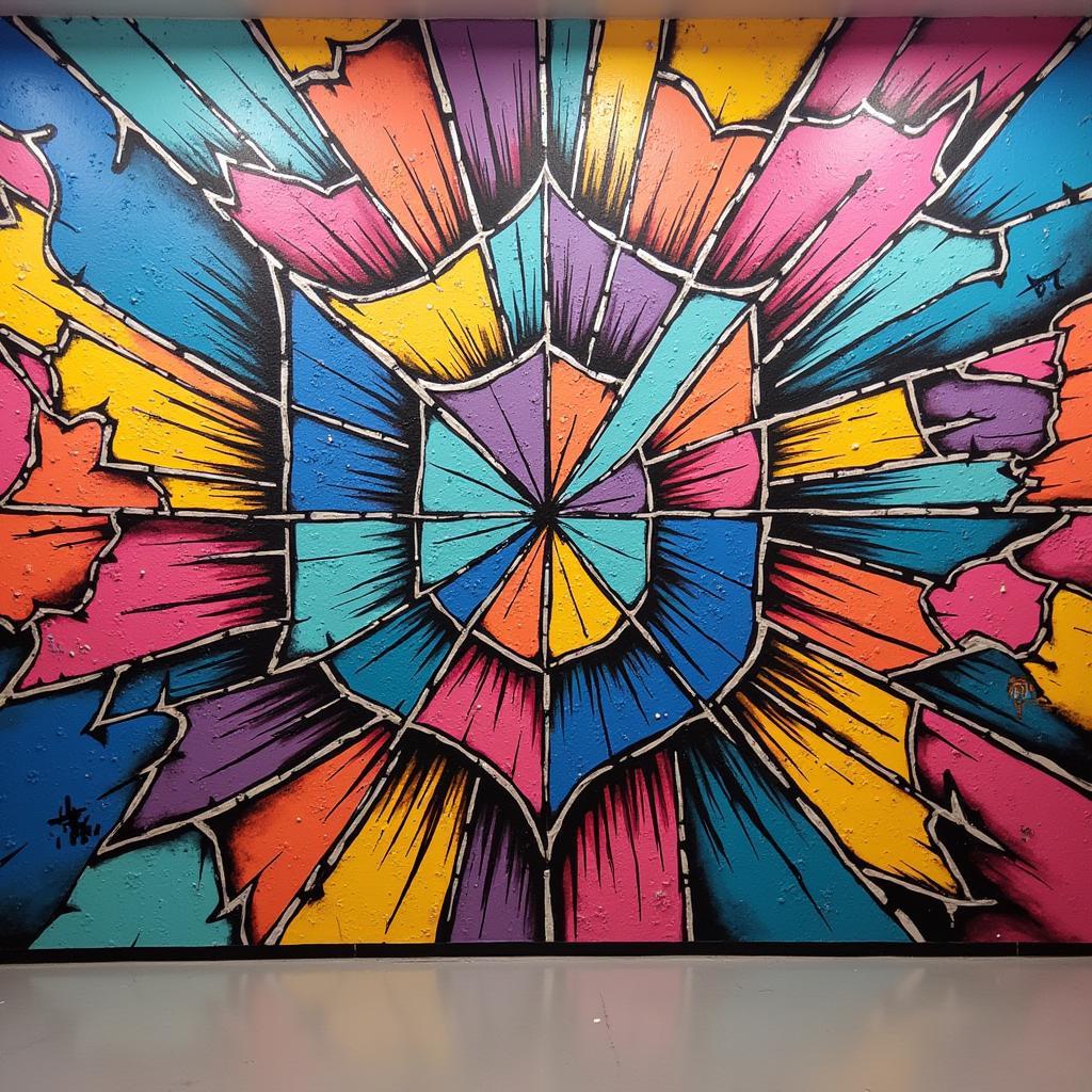 Graffiti Wall Art with Abstract Geometric Design