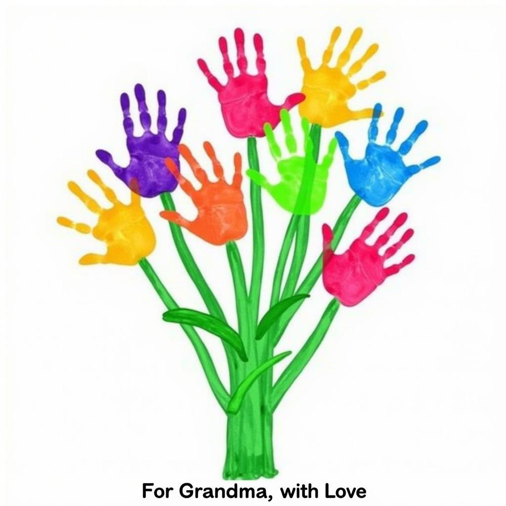 Grandma's Handprint Flower Bouquet Art