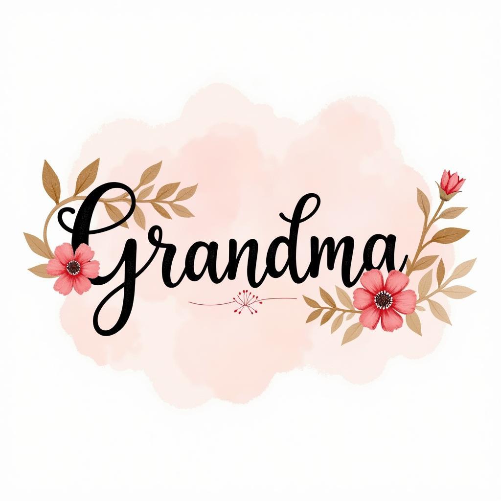 Grandma Word Art with Floral Design