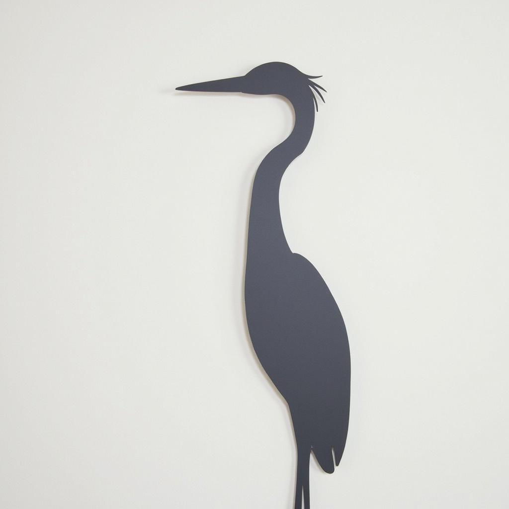 Modern Minimalist Great Blue Heron Metal Wall Art