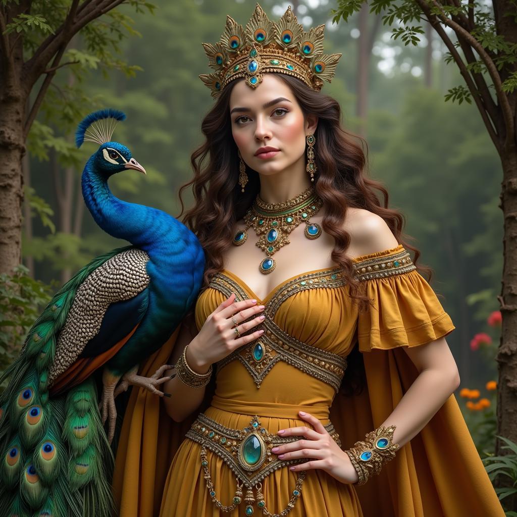 Hera with her peacock in AI art