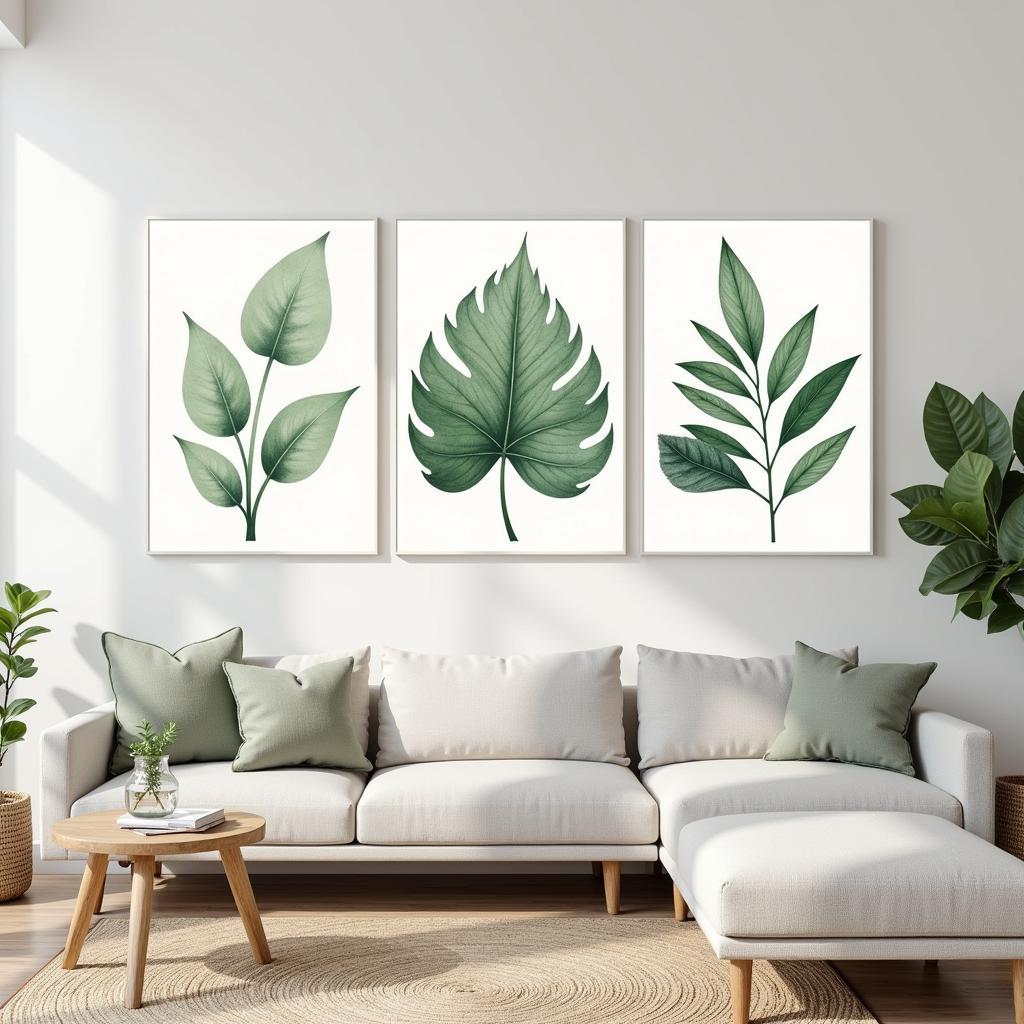 Serene Green and White 3 Piece Wall Art