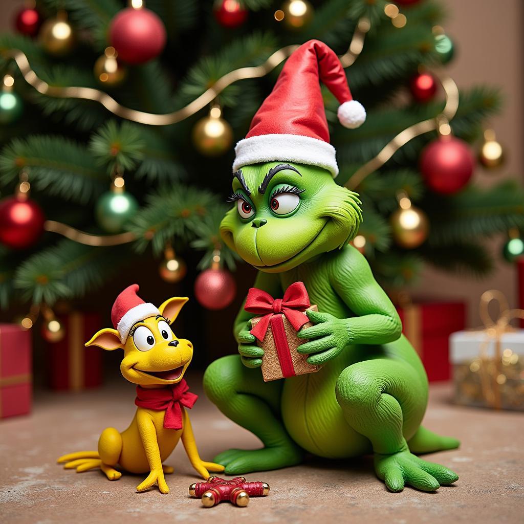 3D Grinch and Max Yard Art