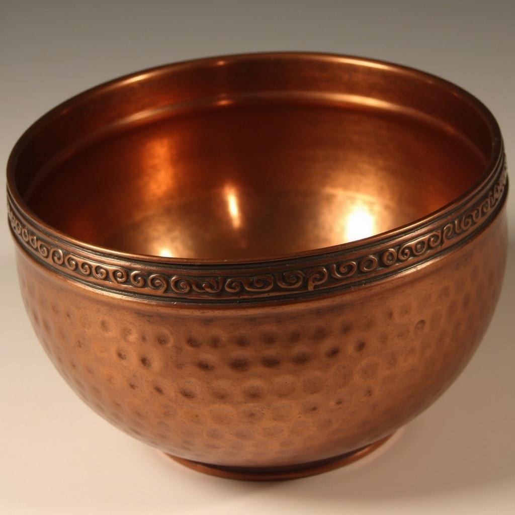 Hand-Hammered Copper Bowl with Decorative Rim