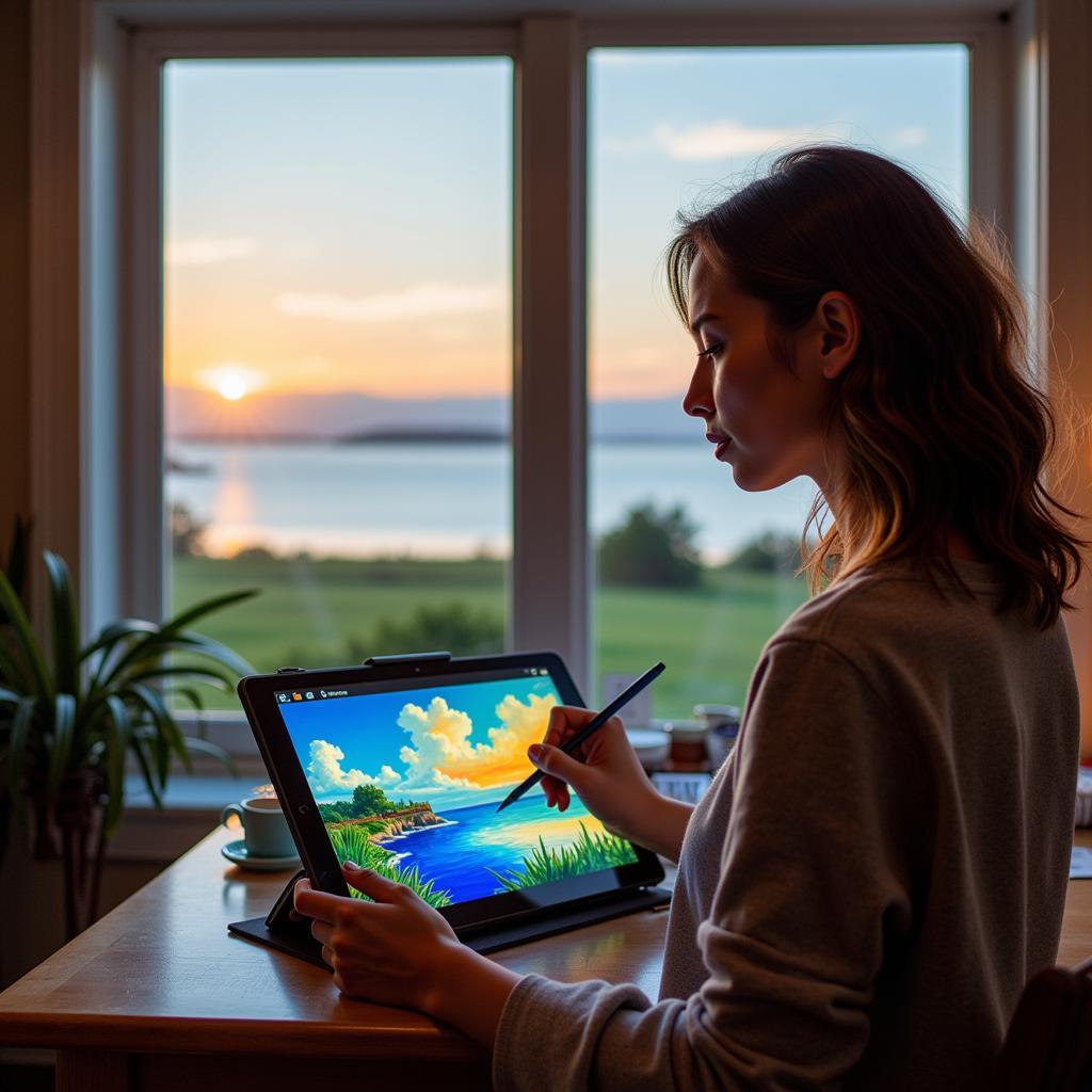 Hamptons Artist Creating Digital Painting