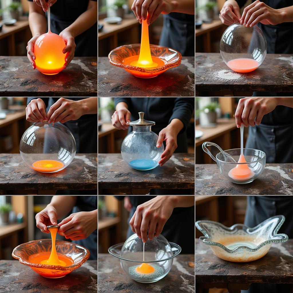 Hand-blown Glass Art Bowls Creation Process